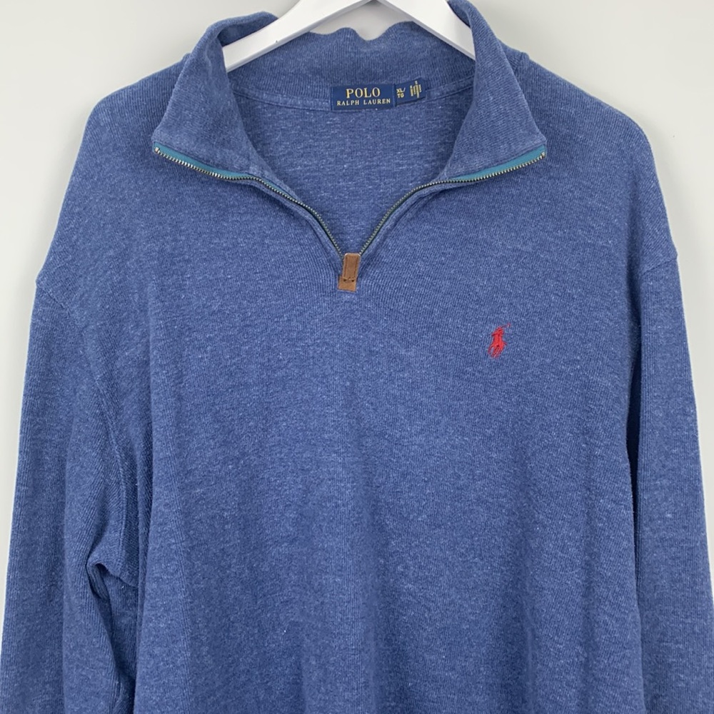 Polo Ralph Lauren Navy Blue Quarter Zip Long Sleeve Sweater Top Size XL